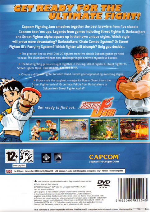 Capcom Fighting Jam — Box back