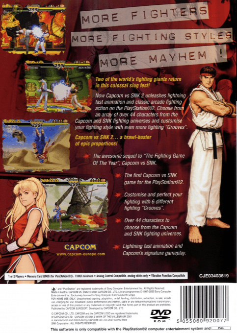 Capcom vs. SNK 2 : Mark of the Millennium 2001 — Box back
