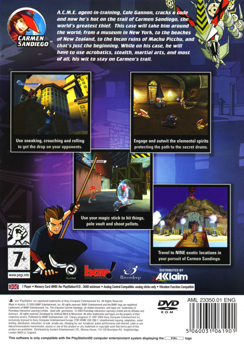 Carmen Sandiego : The Secret of the Stolen Drums — Box back