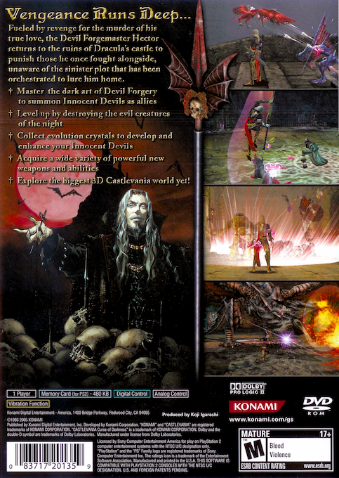 Castlevania : Curse of Darkness — Box back