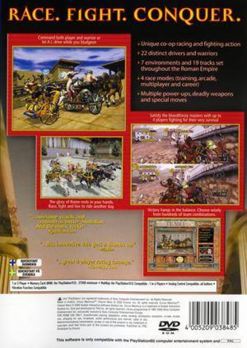 Circus Maximus : Chariot Wars — Box back
