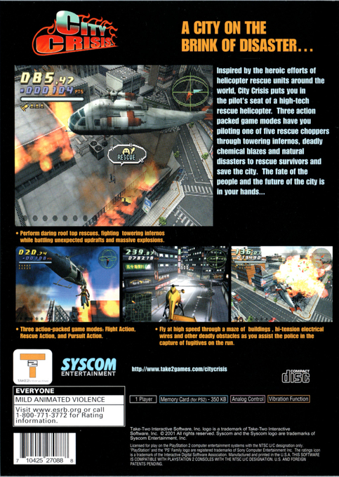 City Crisis — Box back