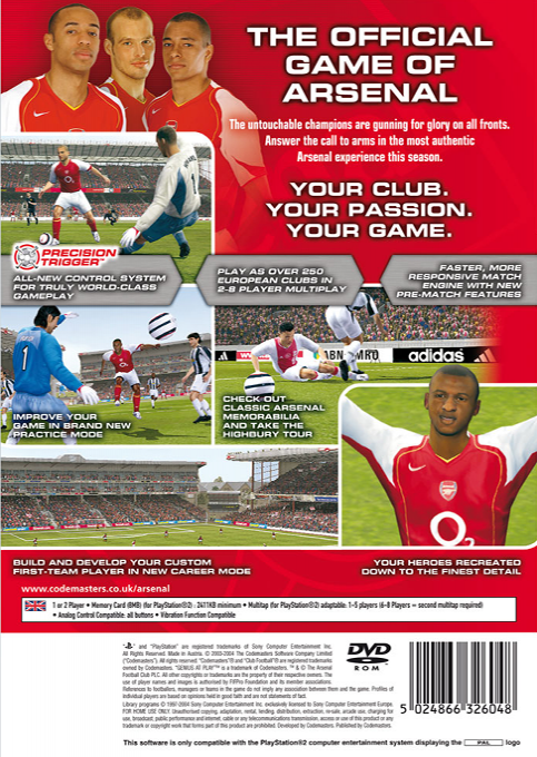 Club Football 2005 - Arsenal — Box back