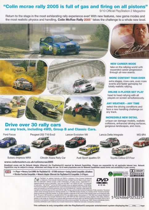 Colin McRae Rally 2005 — Box back