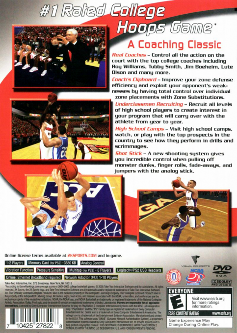 College Hoops 2K6 — Box back
