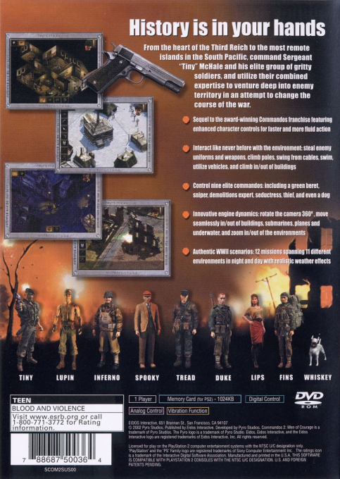 Commandos 2 : Men of Courage — Box back