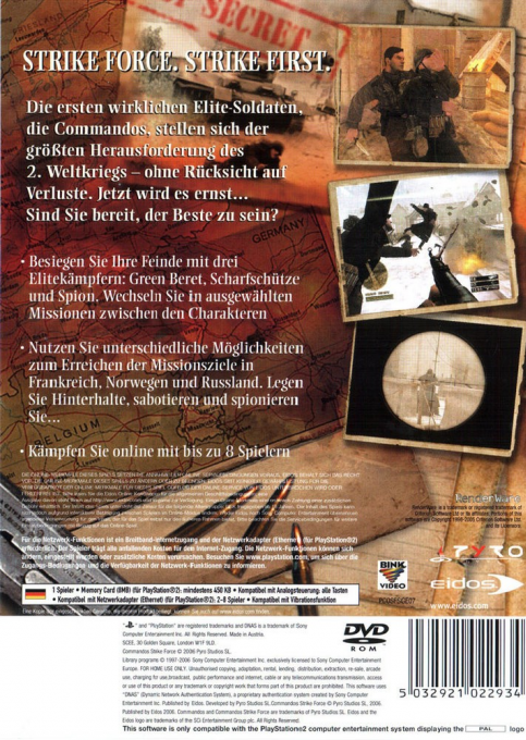 Commandos Strike Force — Box back