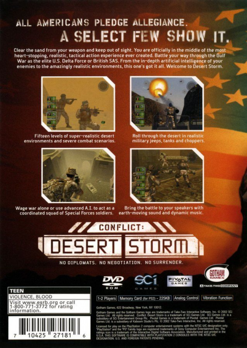 Conflict : Desert Storm — Box back