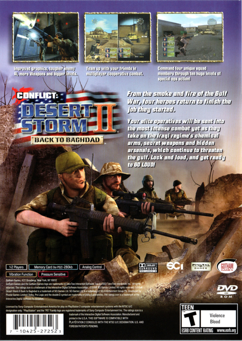 Conflict : Desert Storm II, Back to Baghdad — Box back