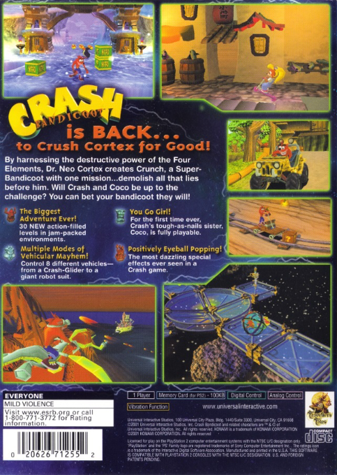Crash Bandicoot : The Wrath of Cortex — Box back