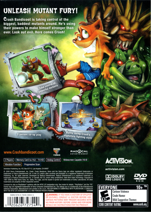 Crash : Mind over Mutant — Box back