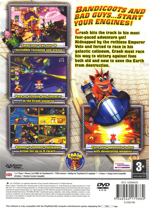 Crash Nitro Kart — Box back