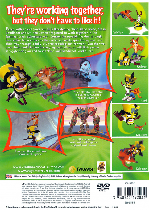 Crash Twinsanity — Box back