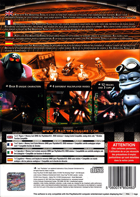 Crazy Frog Racer — Box back