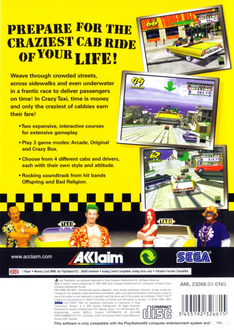Crazy Taxi — Box back