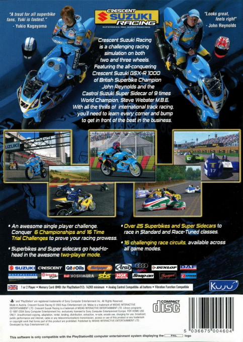 Crescent Suzuki Racing — Box back