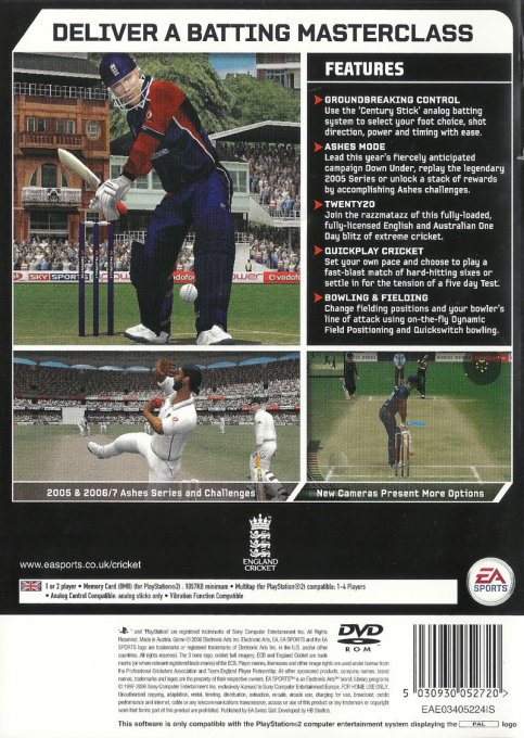 Cricket 07 — Box back