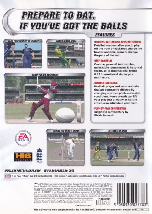 Cricket 2002 — Box back