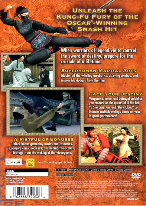 Crouching Tiger, Hidden Dragon — Box back