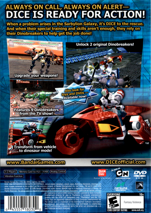 DICE : DNA Integrated Cybernetic Enterprises — Box back