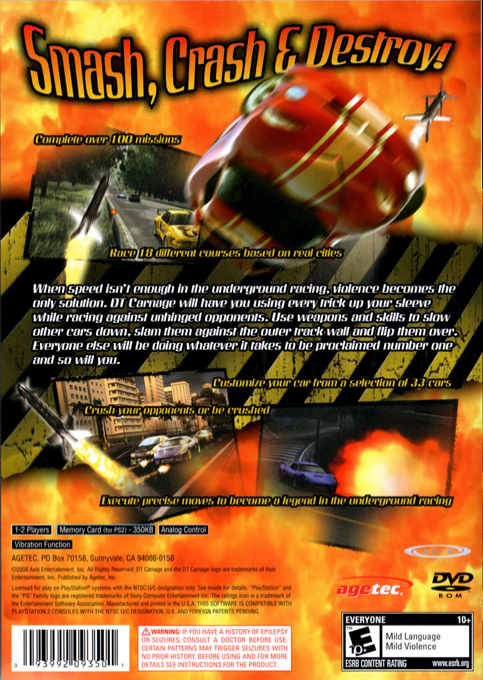 DT Carnage — Box back