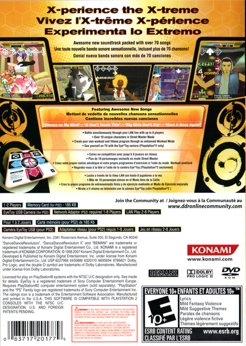 Dance Dance Revolution X — Box back