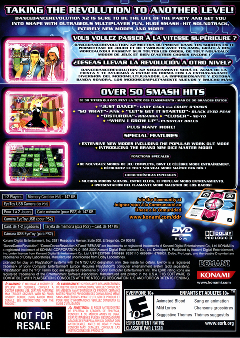 Dance Dance Revolution X2 — Box back
