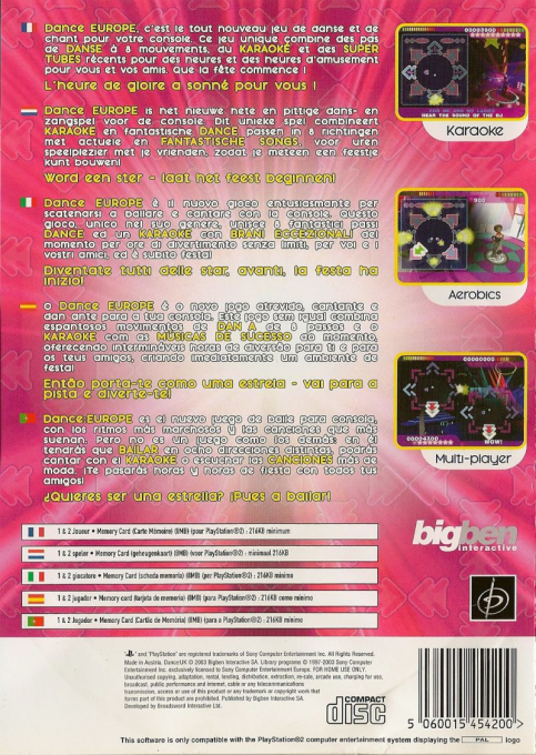 Dance Europe — Box back