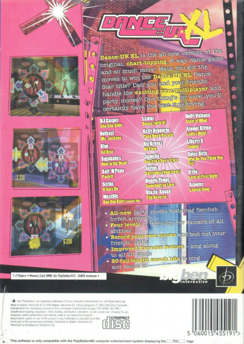 Dance : UK XL — Box back