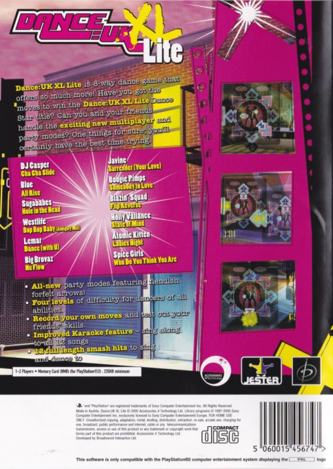 Dance : UK XL Lite — Box back