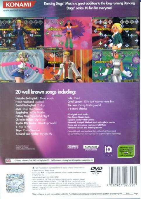 Dancing Stage Max — Box back