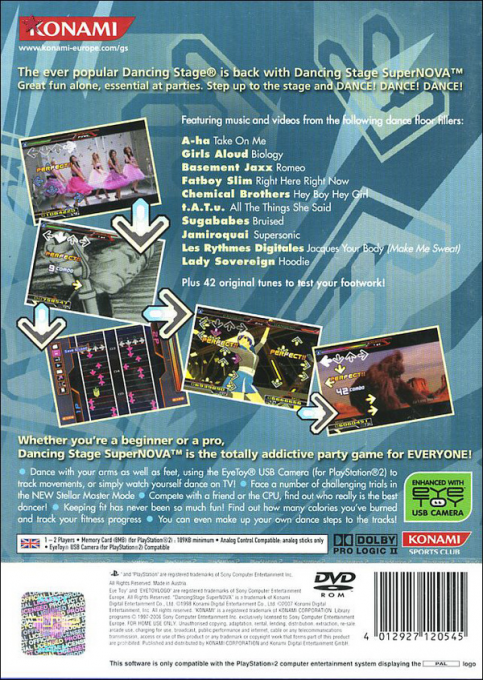 Dancing Stage SuperNova — Box back