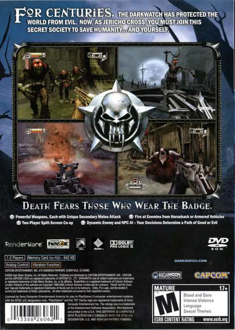 Darkwatch — Box back