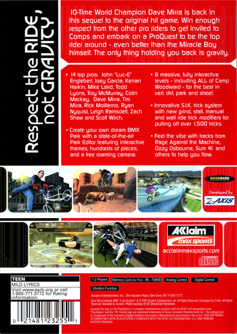 Dave Mirra Freestyle BMX 2 — Box back