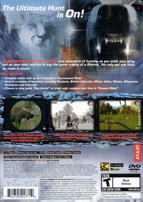 Deer Hunter — Box back