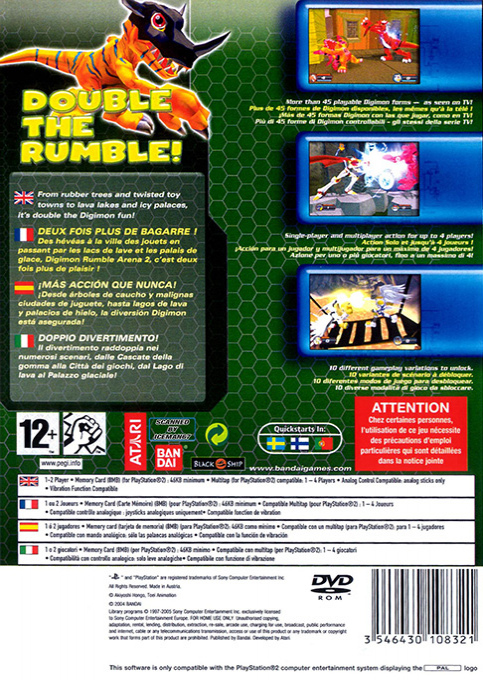 Digimon : Rumble Arena 2 — Box back