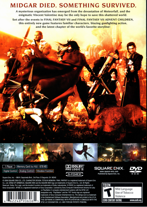 Dirge of Cerberus : Final Fantasy VII — Box back