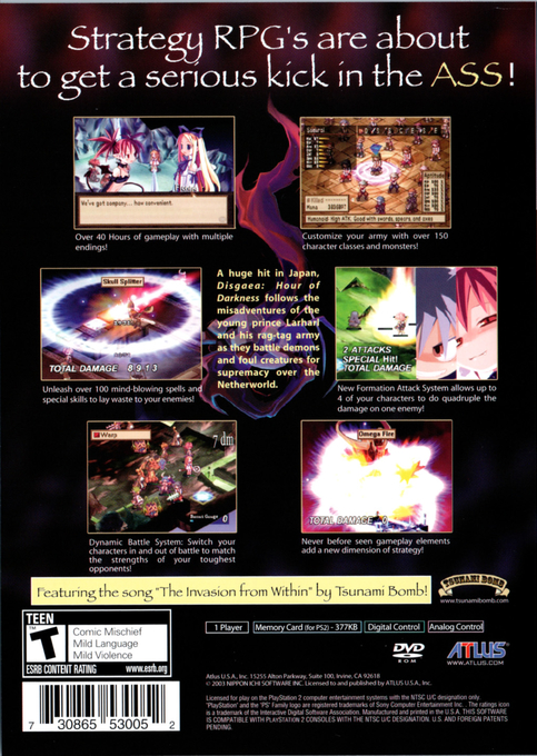 Disgaea : Hour of Darkness — Box back