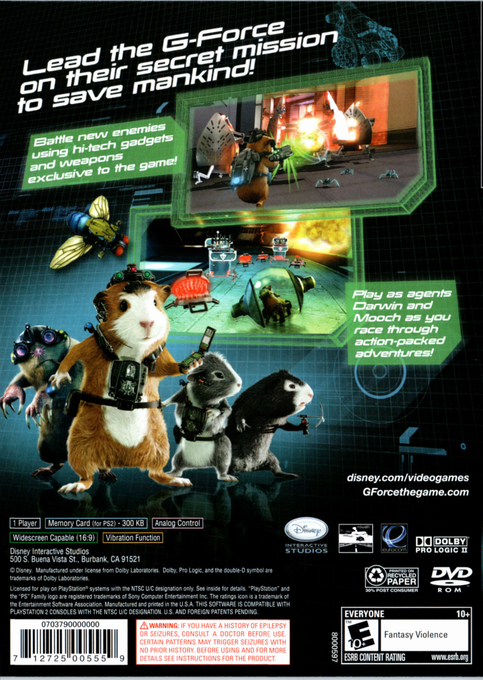 Disney G-Force — Box back