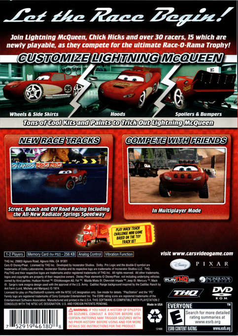 Disney Pixar Cars : Race-O-Rama — Box back