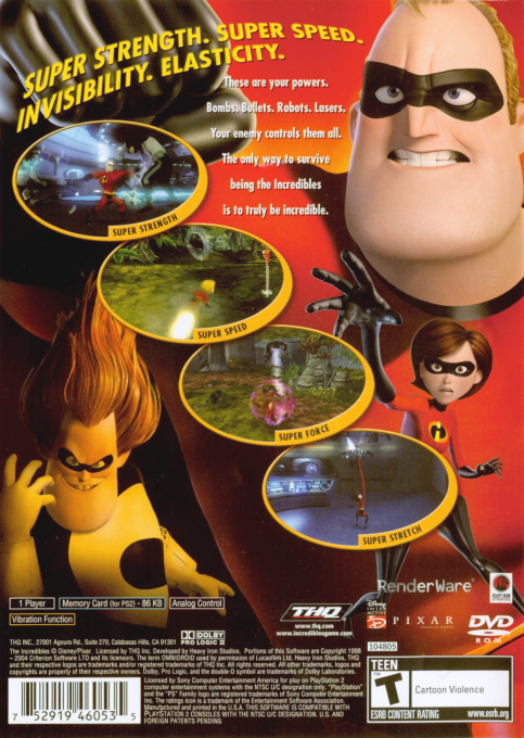 Disney Pixar The Incredibles — Box back