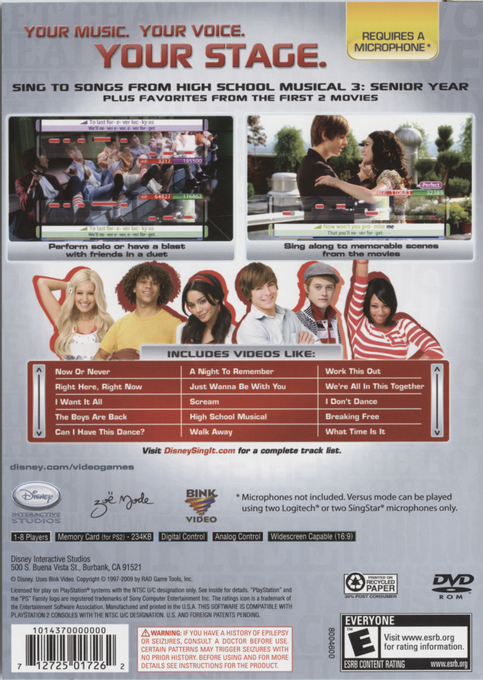 Disney Sing It : High School Musical 3, Senior Year — Box back