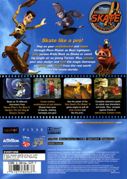 Disney's Extreme Skate Adventure — Box back