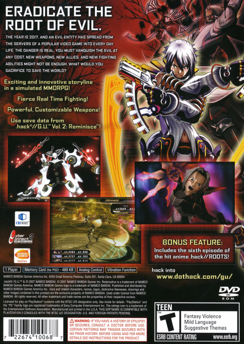 Dot Hack G.U. Vol. 3 : Redemption — Box back