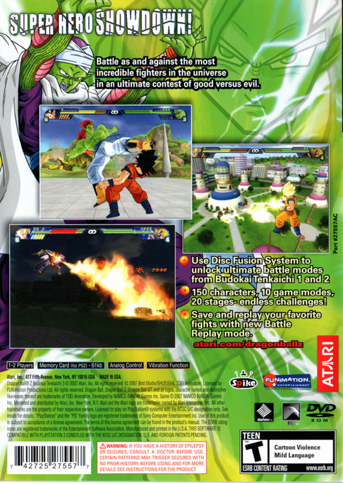Dragon Ball Z : Budokai Tenkaichi 3 — Box back