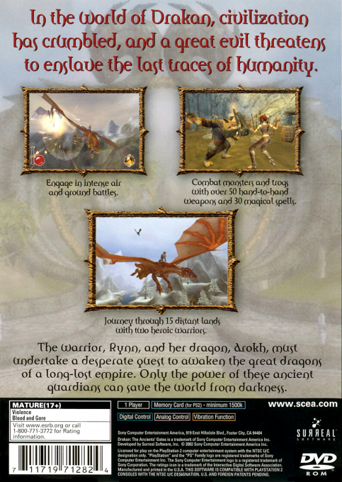 Drakan : The Ancients' Gates — Box back