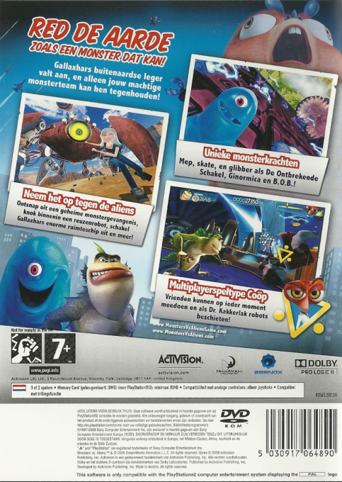 DreamWorks Monsters vs. Aliens — Box back