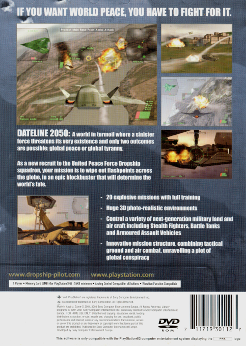 Dropship : United Peace Force — Box back
