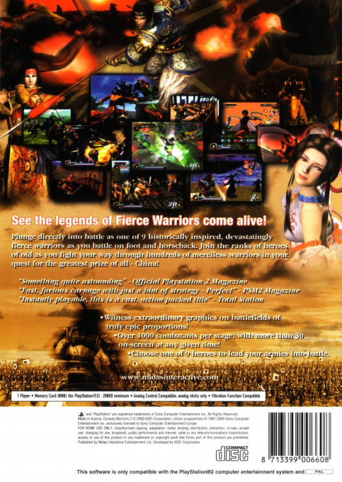 Dynasty Warriors 2 — Box back