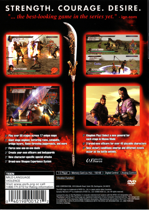 Dynasty Warriors 4 — Box back